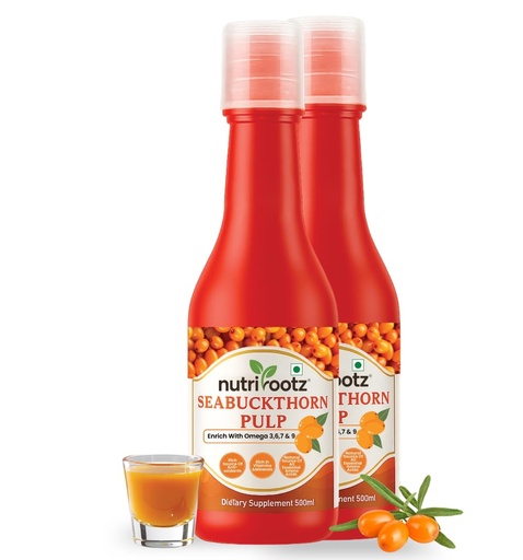 [BRSREATYBV4BYCA3] Nutrirootz HIMALAYAN SEA BUCKTHORN PULP | Pack of 2 (500ml Each) | Herbal Juice | Himalayan Superfruit Juice - Rich In Omega 3,6,7,9 & Vitamin C | Cold Pressed | Rich in Antioxidants | Immunity Booster