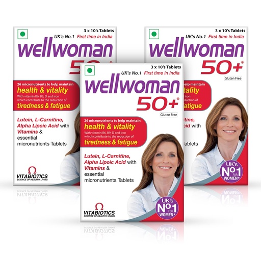 [BRSROZA2DEAQOG3H] WELLWOMAN 50+ Multivitamins For Women Over Age 50 Years With Vitamins, Iron, Calcium, Amino Acids To Support Menopausal Symptoms, Maintain Energy, Vision & Heart Health|30 Tablets(Pack Of 3)