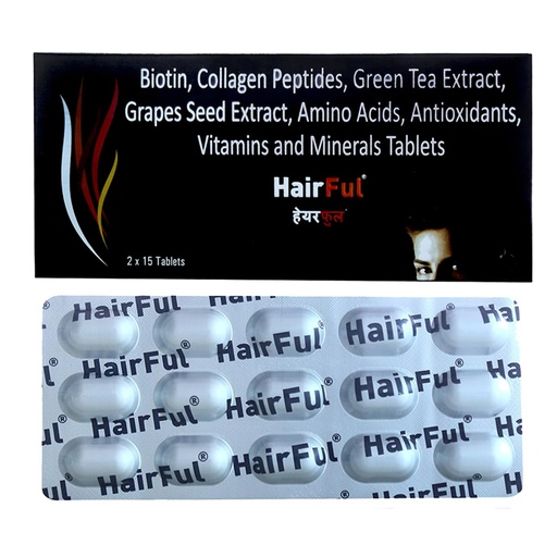 [BRSROFT6CIOQIFA2] HairFul Biotin Supplement Tablet | for Help Hair Growth, Strong Hair and Glowing Skin | Hair Fall Control | Fights Nail Brittleness for Women and Men, Multivitamin Tablet(Pack of 2)30 Biotin Tablets