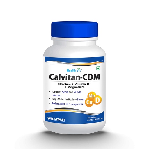 [BRSWKZYZDN7BOGTM] Healthvit Calvitan-CDM Calcium + Vitamin D3 + Magnesium - 60 Tablets