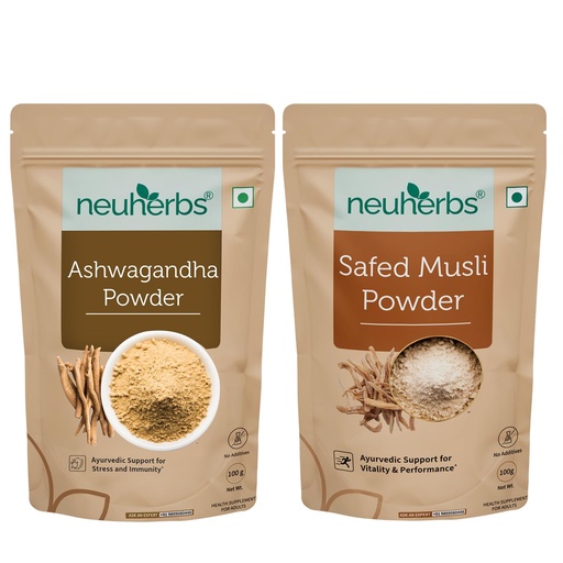 [BRSROFTYCIFGOHLX] Neuherbs Organic Safed Musli + Ashwagandha Powder 200g | Ayurvedic Herbal Combo for Strength, Stamina, Energy & Daily Wellness Support | Supports Calmness & Active Lifestyle