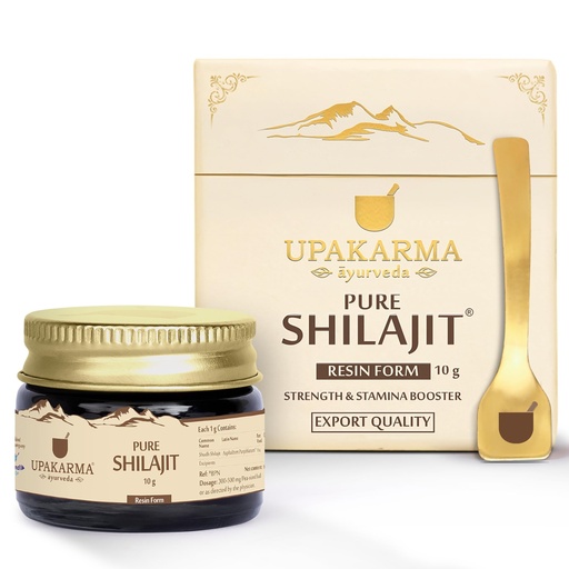 [BRSROYAKCQGR42YZ] UPAKARMA Pure Shilajit Resin 10g | 300mg/serving | Extensive Global Sourcing | Boosts Stamina & Strength | Lab-Tested Purity | 33 Servings | Pack of 1