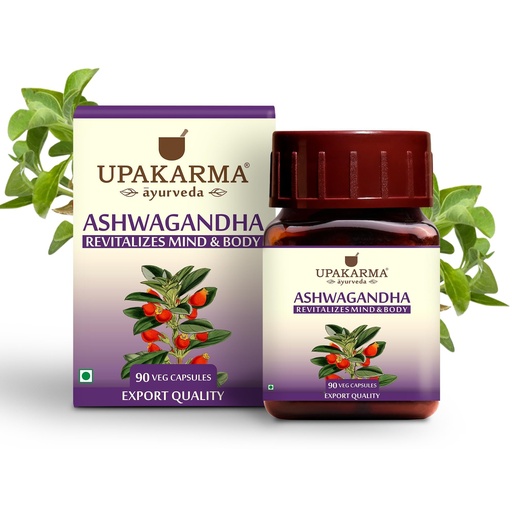 [BRSWGFQBAQNRQ2TJ] UPAKARMA Ashwagandha | Pure Extract Based (500mg) | Helps Relieve Stress, Immunity Booster | Mood Lifter | Lab Tested, R&D Backed, 90 Veg Capsules, Pack of 1