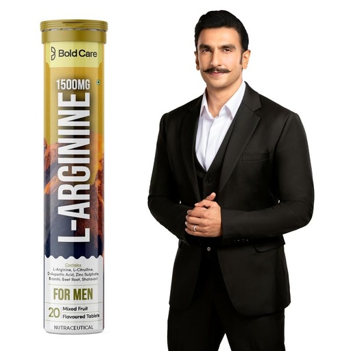 [BRSROGA7BN4B6DL4] Bold Care L-Arginine & L-Citrulline Effervescent Tablets (Pack of 1 (20 Tablets)) 1500 mg with Brahmi, Shatavari, Beet Root for Natural Performance Support | FSSAI Compliant |