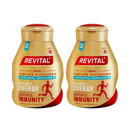 [BRSRA2YPBZ5RQGTX] Revital H Multivitamin For Men (60 Capsules) With Natural Ginseng, Zinc, 10 Vitamins & 8 Minerals For Daily Energy, Stamina & Immunity - Pack of 2