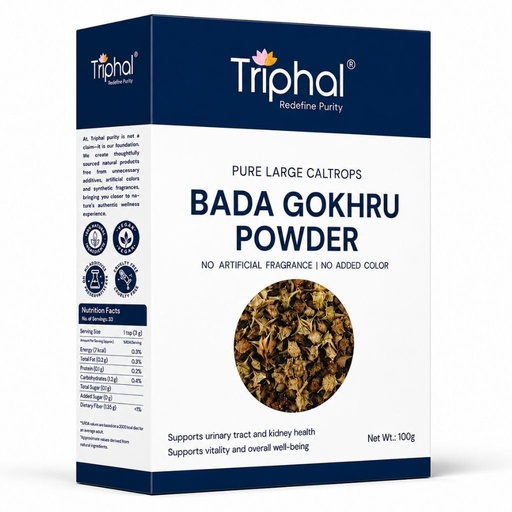 [BRSROGAYDEGQY23A] TRIPHAL Bada Gokhru Churna - 100g | Organic Himalayan Gokshura Powder With Maximum Potency Palleru - Nerunjil Non GMO Natural and Pure | For Vitality and Wellbeing