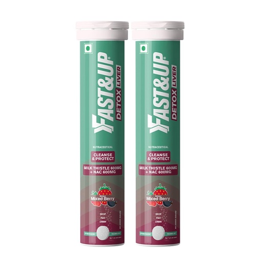 [BRSRAAIZDICWOE3V] Fast&Up Liver Detox |Cleanse & Protect Liver| Milk Thistle Extract | N-Acetylcysteine (NAC) | Eliminates Toxins | Liver Recovery | Improved Liver Health (40 Effervescent Tablets, Mixed Berry Flavor)