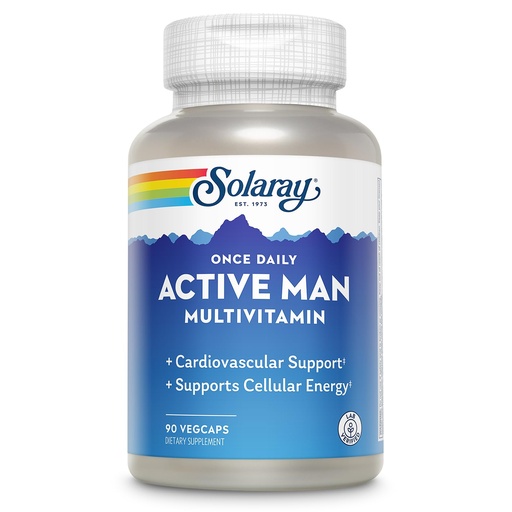 [BRSWIHIKAANW2DQZ] SOLARAY Once Daily Active Man Multivitamin - Cellular Energy and Immune Support Supplement w/Vitamin D, Vitamin C, B12, B6, Zinc, Lutein, Digestive Enzymes, Whole Foods, 60-Day Guarantee, 90 Servings