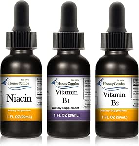 [BRSRAYIHCMBBAEIV] HoneyCombs Liquid Drops 1oz Each Save 10% - Vitamin B2 (Riboflavin) + High Potency Thiamine Vitamin B1 Extract + Vitamin B3-Niacin