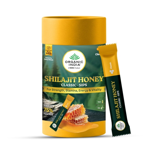 [BRSRGAI7C4AWMH36] A TATA Product - Organic India Shilajit Honey Sips Classic, 30 Unit, Made with Pure Shilajit Resin, 75% Fulvic Acid, Energy, Stamina & Vitality Support, Ready to Sip Packs