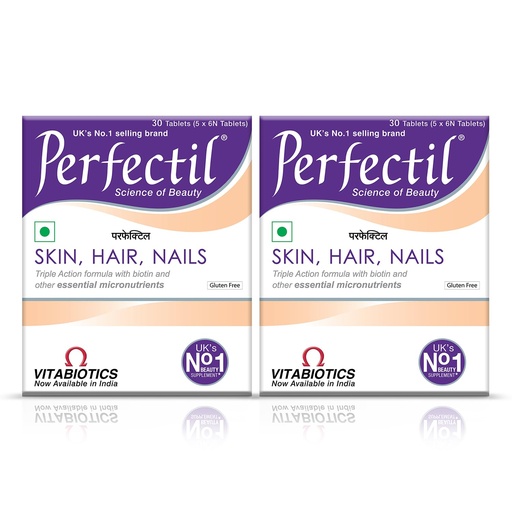 [BRSROFABAAPG23DH] Perfectil Multivitamin Supplements For Hair, Skin And Nails For Men & Women,Packed With Biotin And Grape Seed Extract For Radiant And Younger-Looking Skin, Stronger Nails, 30 Tablets (Pack Of 2)