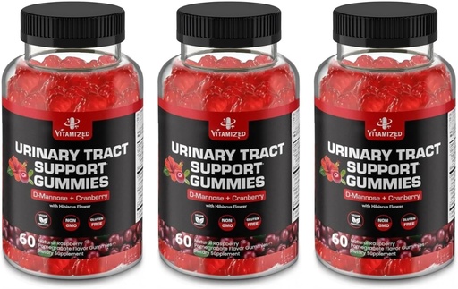[BRSRAAD6CAMBS2TO] Potent Cranberry Gummies 1500mg with D Mannose - Urinary Tract Health for Women & Men, Urinary Flush & Bladder Fast-Acting Support Supplements with Hibiscus Powder, 180 Count