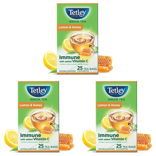 [BRSRYZY3A4BAE3D6] Tetley Green Tea, Lemon and Honey, 25 Tea Bags (Pack of 3)