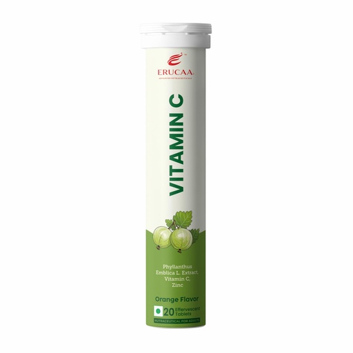 [BRSRY23RAB4B6CDU] Vitamin C Effervescent Tablets | Phyllanthus Emblica L. Extract | Vitamin C & Zinc | Orange Flavor | 20 Effervescent Tablets