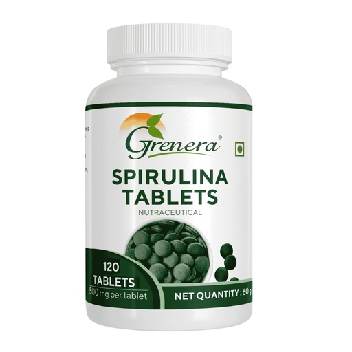 [BRSWYCANBMMRAEY2] Grenera Organic Spirulina Tablets 120 Count | 1000 mg Per Serving | Uncoated Spirulina Supplement | Vegan & Plant-Based | Green Algae Tablets