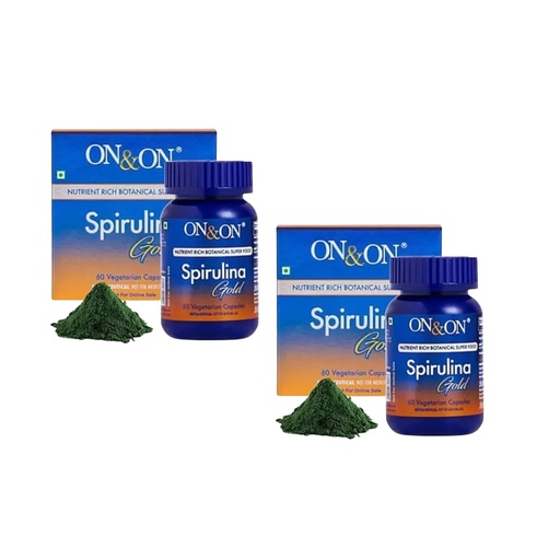 [BRSRY2QDAQBA23AU] On & On Spirulina Gold Vegetarian Capsules (Pack of 2) | Natural Spirulina Superfood Supplement | Plant-Based Nutritional Support for Daily Energy, Vitality & Overall Wellness