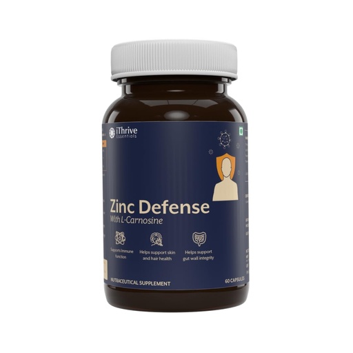 [BRSRAFAKOYMGKFDB] Essentials Zinc Defense - Immune and Neurotransmitter Support, Alleviates Diarrhea, Combats Acne and Hair Loss, Antioxidant Boost - 60 Capsules