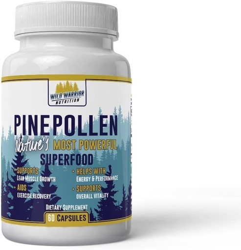 [BRSRAYD7BN7A2CAZ] Daily Health Pine Pollen 600mg Vegan Gluten Free Non GMO Natural Superfood Vitamins Minerals Dietary Supplement 60 Capsules - 1 Month Supply