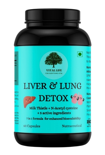 [BRSREEIEDEARMEY6] VITAL LIFE Liver & Lung Detox 7 in 1 Organic Supplement, 60 Caps