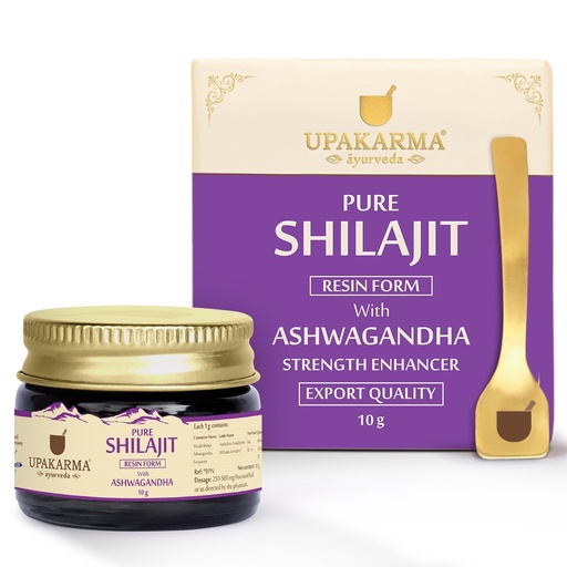 [BRSROEDRAUJWMFL5] UPAKARMA Shilajit Resin with Ashwagandha 10g | 300mg per Serving | Ayurvedic Formula | Lab Tested for Purity | 66 Servings | Pack of 1