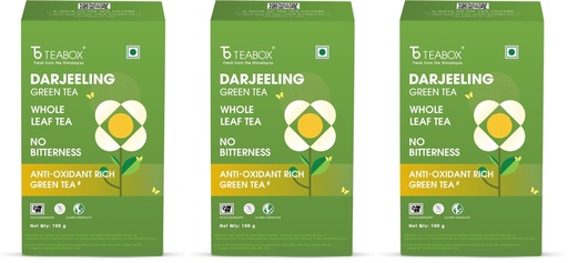 [BRSRYZAOPIIWC3AY] Teabox Green Tea Loose Leaves | Made with 100% Whole Leaf, Sourced from Highlands | 0% Bitterness Assured | 100G (Pack of 3)