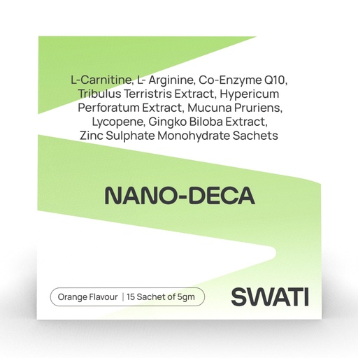 [BRSWYCT5CN4AADQ3] Nano Deca Orange Flavor 15 Sachet Of 5 Gm, L Carnitine, L Arginine, Co-Enzyme Q10, Tribulus Extract, Zinc,Ginko Biloba,Sugar Free