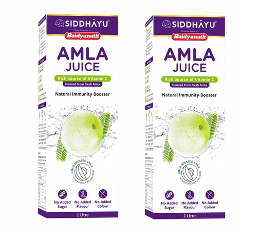 [BRSWYZYOAQPROALB] Baidyanath Asli Ayurved Amla Juice - Natural Immunity Booster Enriched With Vitamin C | No Added Sugar-1L (Pack Of 2)