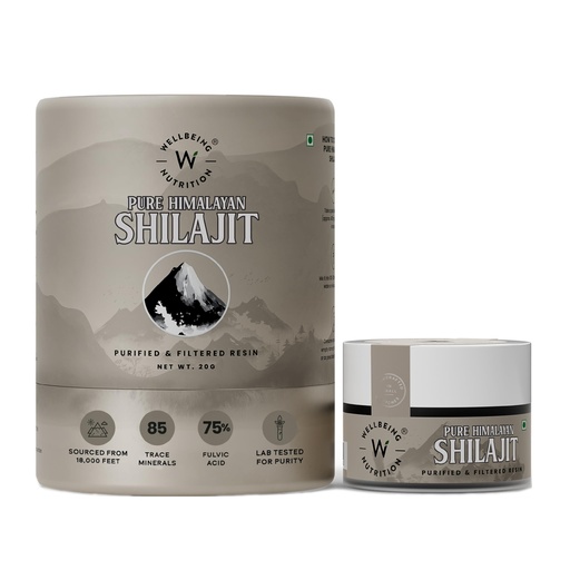 [BRSROATYDMFBECTZ] Wellbeing Nutrition Himalayan Shilajit Original Resin 20g for Men & Women with 75% Fulvic Acid & 85 Trace Minerals | 100% Ayurvedic | For Energy, Stamina, Muscle Growth Strength & Performance