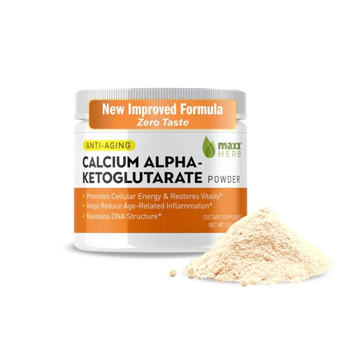 [BRSWYEA6OQGWADLX] Maxx Herb Calcium AKG, Pure Calcium Alpha - Ketoglutarate Powder (Ca-AKG), for Energy, Vitality, Mental Focus, Clarity & DNA Structure, Non-GMO & Gluten Free - 100 Gram Jar (67 Servings)