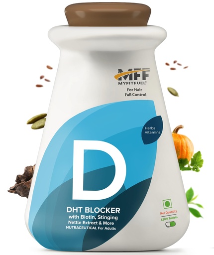 [BRSRAAI5BUCQIELL] MyFitFuel DHT Blocker with Biotin (For 4 Months), Singing Nette, Vitamin E, Zinc, | For Hair Fall Control, (120 tablets)