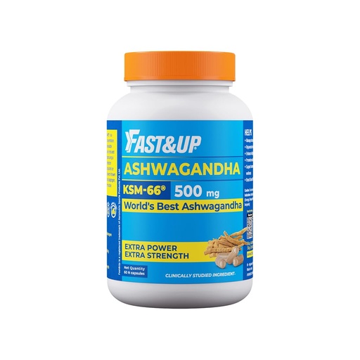 [BRSW2FA2CAFQI3T4] Fast&Up 500mg KSM-66® Ashwagandha – World's Best Ashwagandha (60 Capsules) for Extra Strength & Power | Stress Relief | Natural Vitality Booster | Pure & Potent
