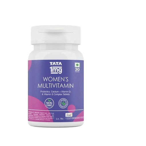 [BRSRMCANCMFAGH3H] Tata 1mg Womens Multivitamin Veg Tablet with Zinc,Vitamin C,Calcium,Vitamin D & Iron Support Health Protection,Bones & Overall Health For Women (Pack Of 30 Tablets), 52 grams