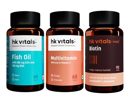 [BRSWGBL5BMBRQGT2] hk vitals Multivitamin, 60 Tablets + Fish Oil, 60 Capsules + Biotin