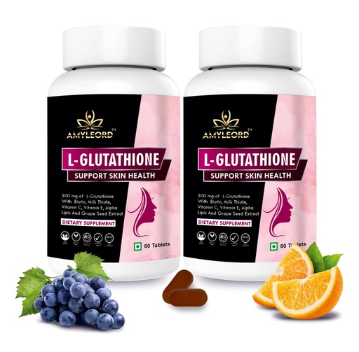 [BRSROATRO4IBU3L3] L - Glutathione Tablets 1000mg with Vitamin C, Biotin, Milk Thistle, Grape Seed and vitamin Extract for Help to Skin Glow (Pink White) (120 Tablets) MRP. 2398 Rs.