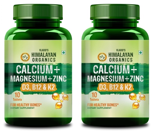 [BRSRYZD3CEFRMHI3] Himalayan Organics Calcium Magnesium Zinc Complex with Vitamin D3, B12 & K2 | Advanced Joint, Muscle, Bone Strength & Enhanced Mineral Absorption Support for Men & Women | 10 Tablets, Pack of 2
