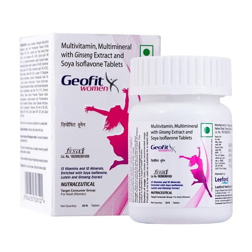 [BRSWGAYZDJ7BSELG] Geofit Multivitamin Tablets for Women | With Vitamin C, B3, E, D2, Isoflavone, Ginseng Ext. & 10 Mineral Blend | For Daily Energy, Immunity & Metabolism Support 30 Tablets