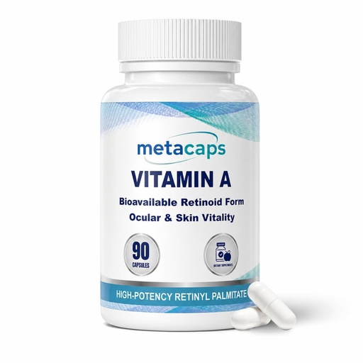 [BRSRGAQBBEPWK2TF] MetaCaps Vitamin A – 90 Veg Capsules | High-Potency Retinyl Palmitate for Immune Resilience & Vision Health | Supports Clear Skin & Cellular Growth