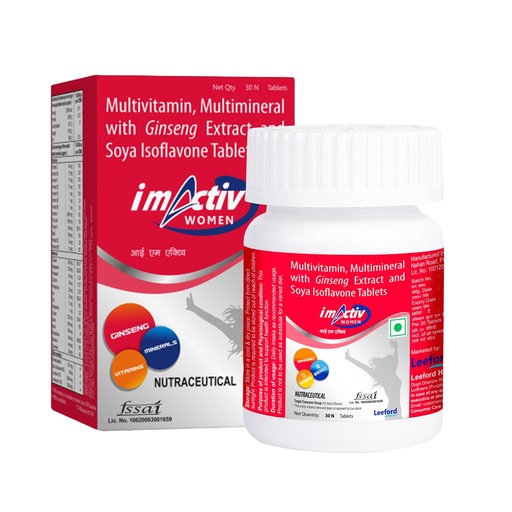 [BRSW2ZL6O54BMCYY] I M Activ Multivitamin Tablets for Women | Daily Nutrition With Vitamin C, B3, E, Isoflavone, Ginseng Ext. & Mineral Blend | For Energy, Immunity & Metabolism Support | 30 Tablets