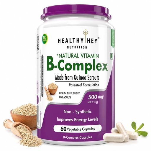 [BRSWGZLRAF6QEFLL] HealthyHey Nutrition Vitamin B-Complex - 60 Vegetable Capsules