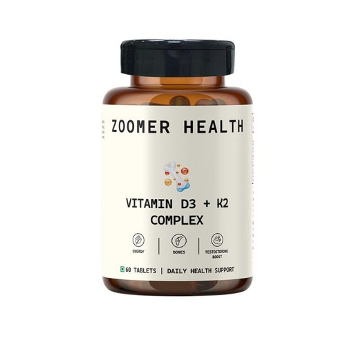 [BRSREGQ7DMHGED34] VITAMIN D3 (1000IU)+ K2 (MK-7)| Enriched with CALCUIM, MAGNESIUM, ZINC & VITAMIN B6| Boosts Calcuim Absorption, Bone & Muscle Strength| 60 Servings | Fssai approved and Lab certified