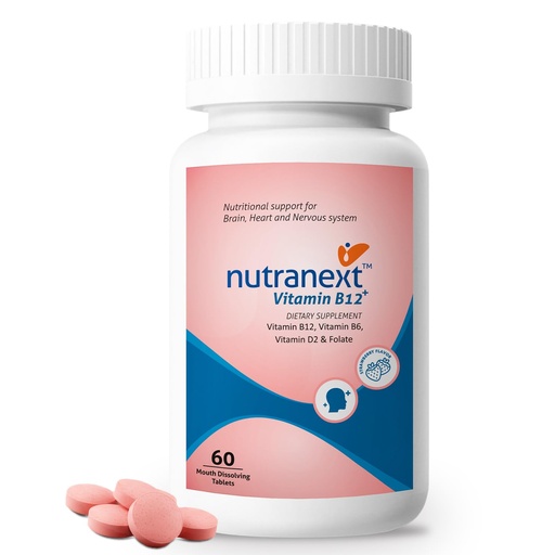 [BRSRAEA3OUHGMHT2] Nutranext® Vitamin B12 plus Chewable Tablets | with Vitamin B6, Folic Acid & Vitamin D | Supports Energy, Nerve & Brain Health | Strawberry Flavour | 60 Veg Tablets