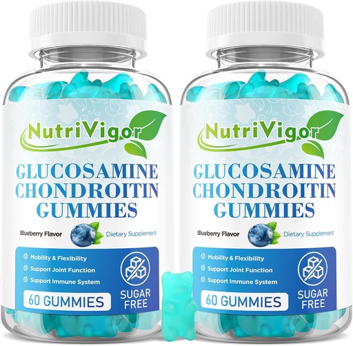 [BRSRAYACCQDREE32] Glucosamine Chondroitin Gummies, Extra Strength Joint Support Supplement with MSM & Elderberry, Joint Support Supplement for Adults, Men & Women, Blueberry Flavor, 120 Count