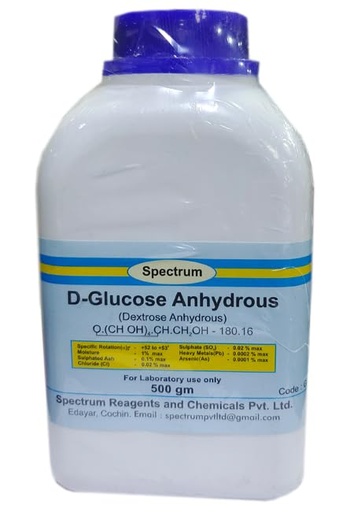 [BRSROFINDNYBU3I2] SPECTRUM DEXTROSE ANHYDROUS (D-GLUCOSE ANHYDROUS) 500GM