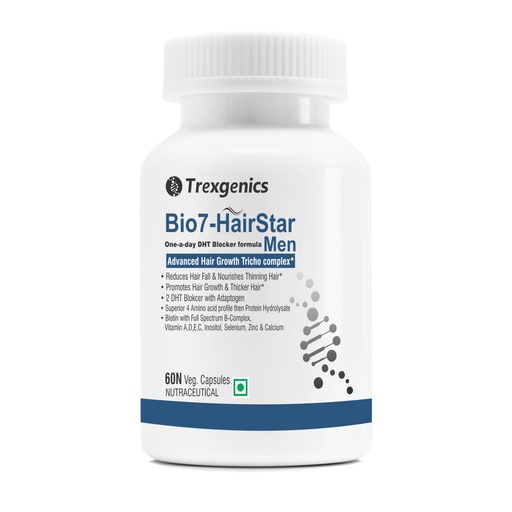 [BRSWGCQ5AUPWOETD] Trexgenics BIO7-HAIRSTAR MEN Advanced Hair Support Tricho Complex ONE-A-DAY Formula (60 Veg. Capsules) (Pack of 1)