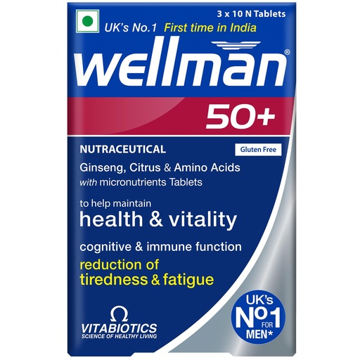 [BRSRAGIQBYFB6DQ6] Wellman 50+ Multivitamin Tablets for Men Aged 50+ | Ginseng, Citrus & Amino Acids | Support Health & Vitality | Boost Cognitive & Immune Function | Reduce Tiredness & Fatigue | 30 Veg Tablets