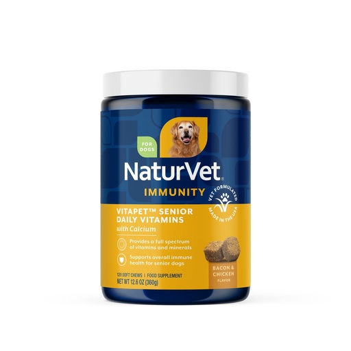 [BRSWYZQOBNYRQEQ2] NaturVet VitaPet Senior Daily Vitamin Dog Supplements Plus Glucosamine – Includes Full-Spectrum Vitamins, Minerals – Joint Support for Older, Active Dogs – 120 Ct. Soft Chews