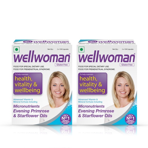 [BRSROFAOOAJQMHLG] Wellwoman Multivitamin for Women | With Evening Primrose Oil, Magnesium, Vitamin C, B6, Folic Acid | Vegetarian Supplement | 30 Capsules (Pack of 2)