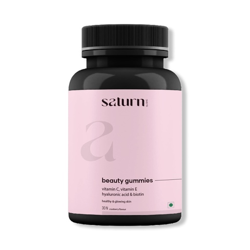 [BRSRGCQZBMFRYDL4] Saturn by GHC Beauty Gummies for Women, with Vitamin C, Vitamin E, Hyaluronic Acid and Biotin, Cranberry Flavour, 30 Count