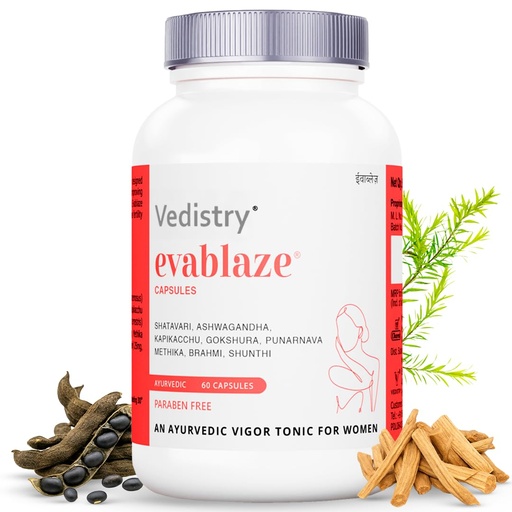 [BRSRACAKDMMWKDY3] Vedistry Evablaze Capsules | Women’s Vitality & Desire Booster | Ayurvedic Capsule for Female Mood Enhancer, Energy, Hormonal Balance & Reproductive Health | With Kapikachhu, Ashwagandha, Brahmi, Gokshura & Methika – 60 Capsules (Pack of 1)