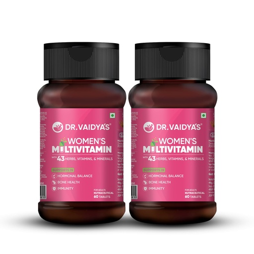[BRSREBTRBYHQGFDX] Dr. Vaidya’s Multivitamin for Women | Natural Multivitamin Enriched with Ayurvedic Herbs like Shatavari | Goodness of Calcium and Vitamin D3 tablets, Magnesium supplement, Vitamin B12 supplements & Herbal Extracts | (60 tablets) Pack of 2